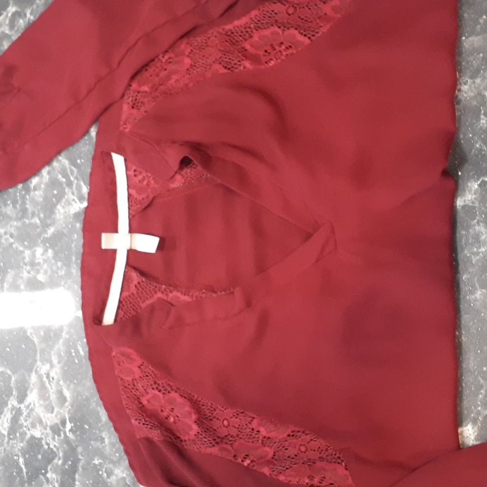 Long Sleeve Lace Detail Blouse